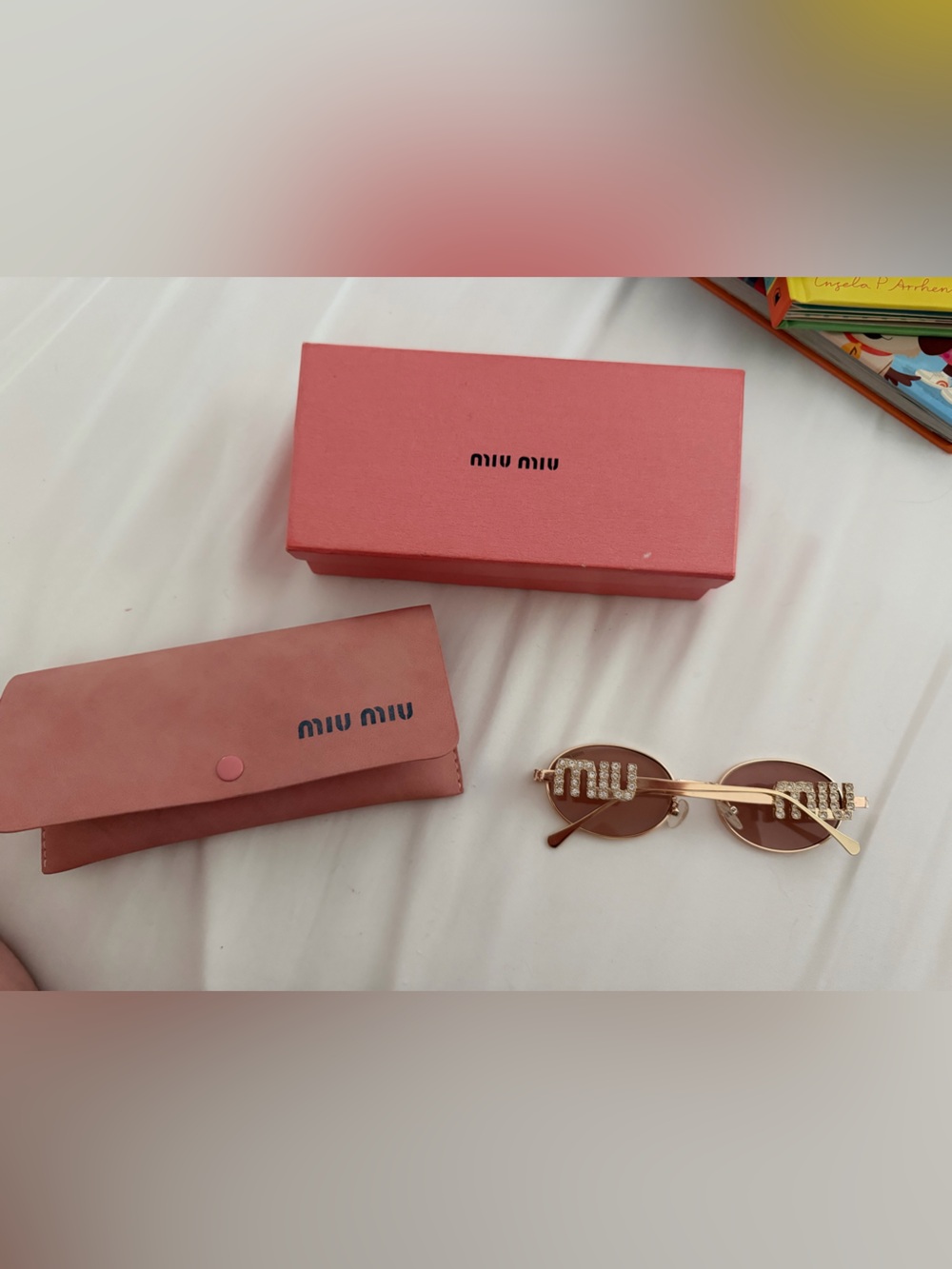 Miu Miu Like Gold-Tone Sunglasses with  Pink Case